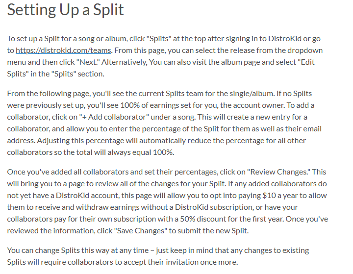 DistroKid - Setting Up Split