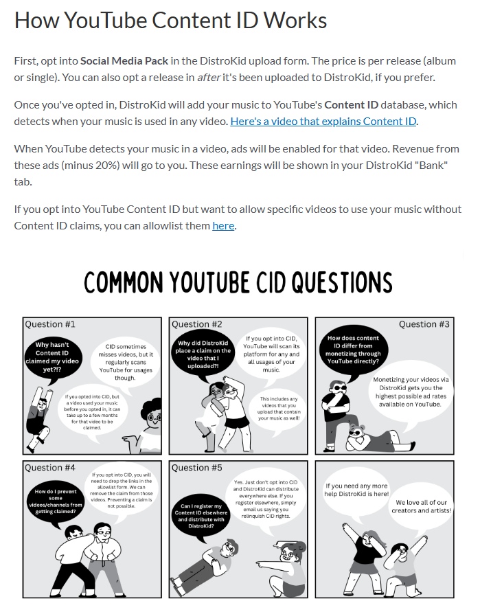 DistroKid - YouTube Content ID