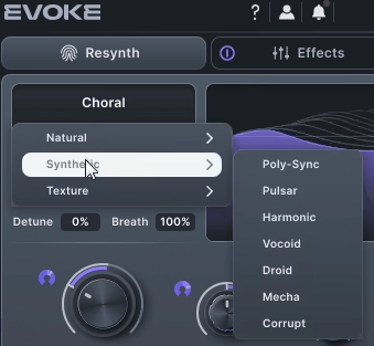 Evoke Resynthesis - Character Modes (Synthetic)