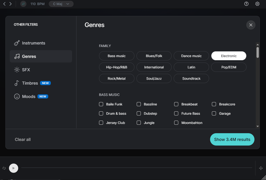 LANDR Samples - Genres Section