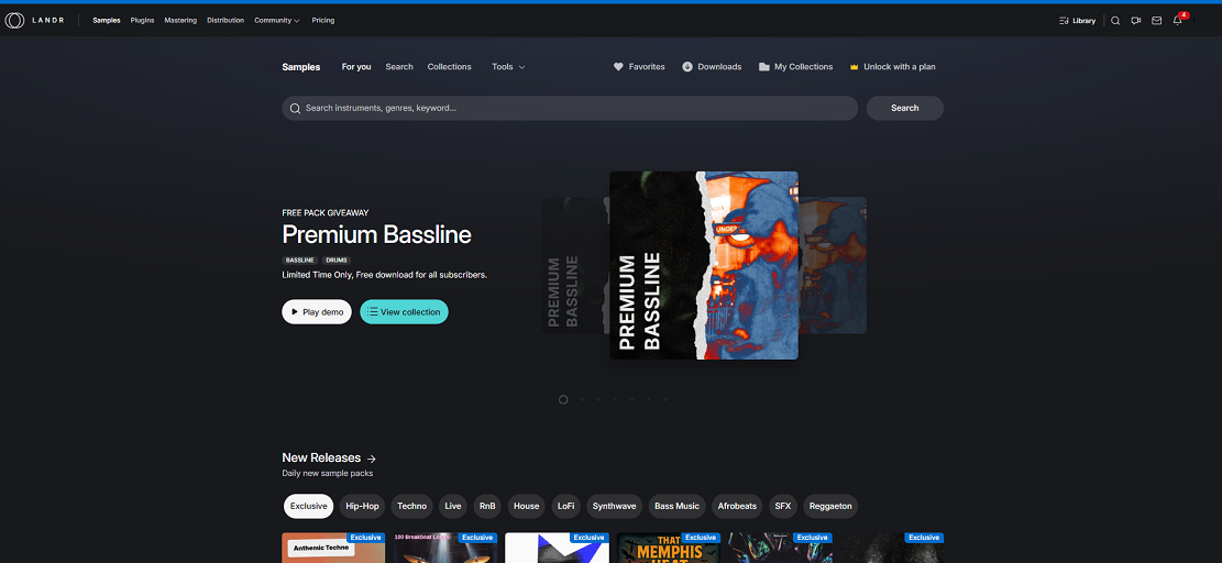 LANDR - Samples Page