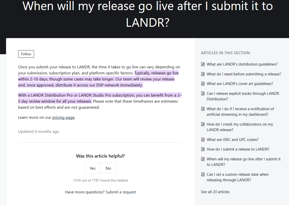 LANDR - Speed To Stores