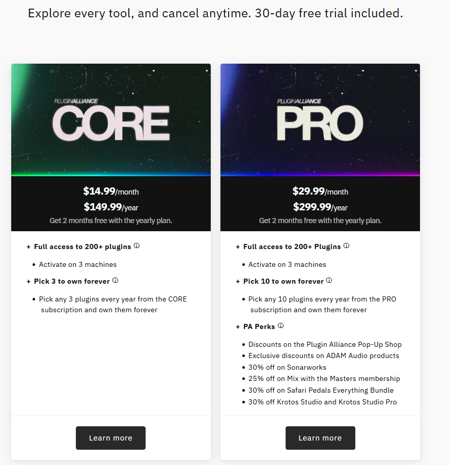 Plugin Alliance Subscriptions
