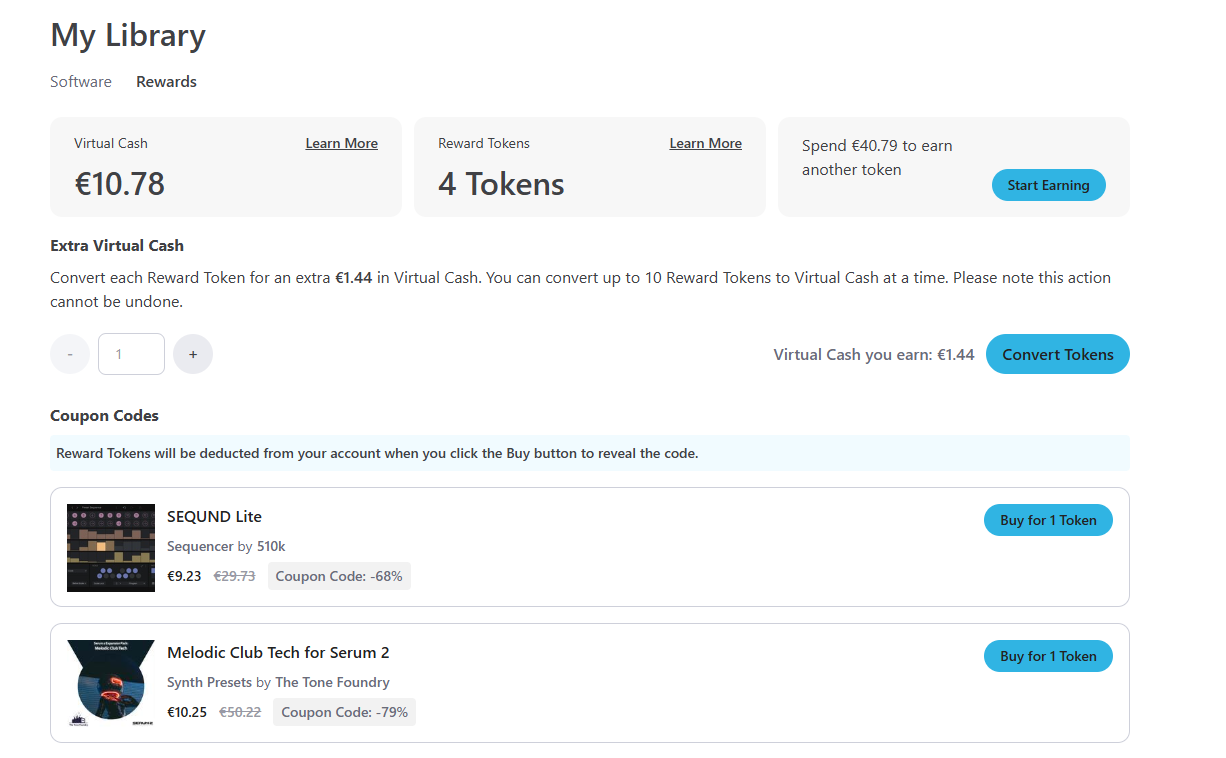 Pluginboutique My Library page