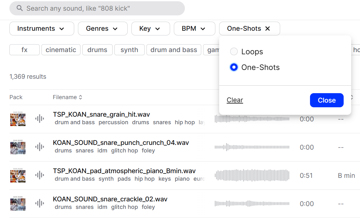 Splice Oneshot Samples
