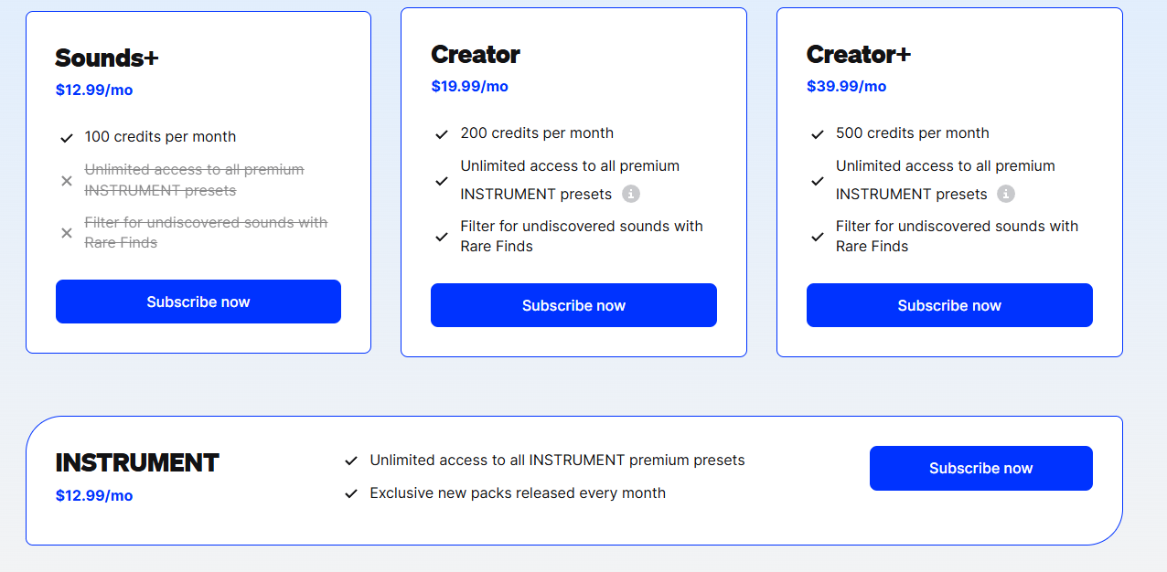Splice Samples - Pricing & Plans