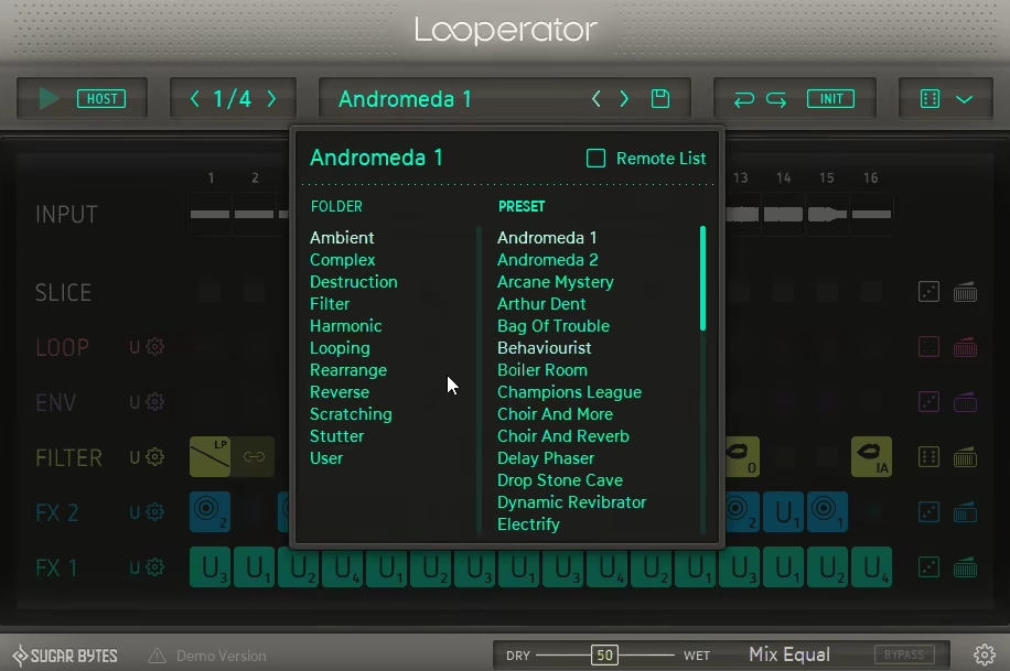 Sugar Bytes Looperator - Preset Section