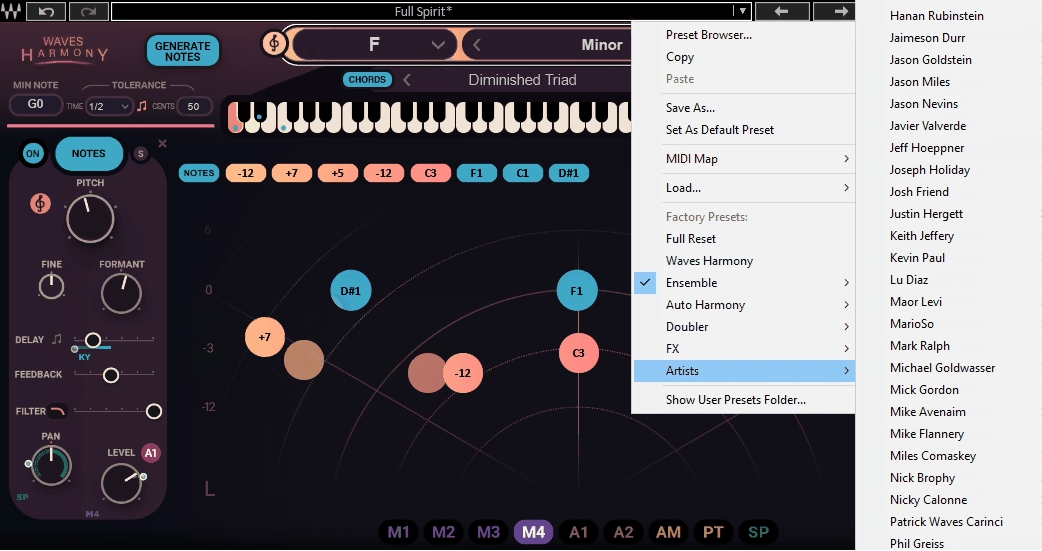 Waves Harmony - Preset Section