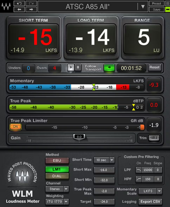 Waves Loudness Metering WLM